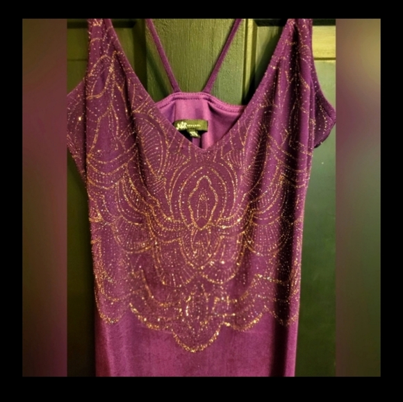Jump Apparel purple sparkle top fitted maxi dress - Picture 12 of 12